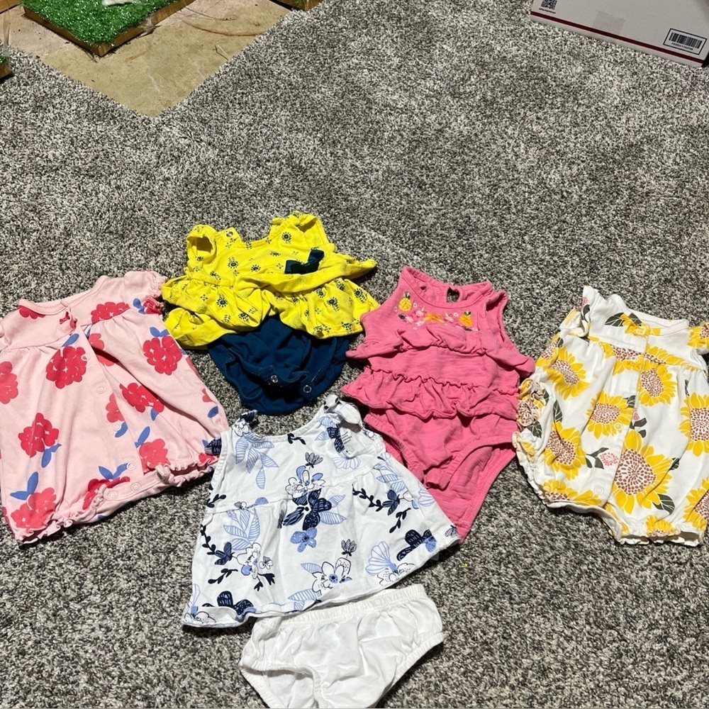 6 Pieces Baby Girl Clothes 3 Months Outfits Floral Ruffle Snaps